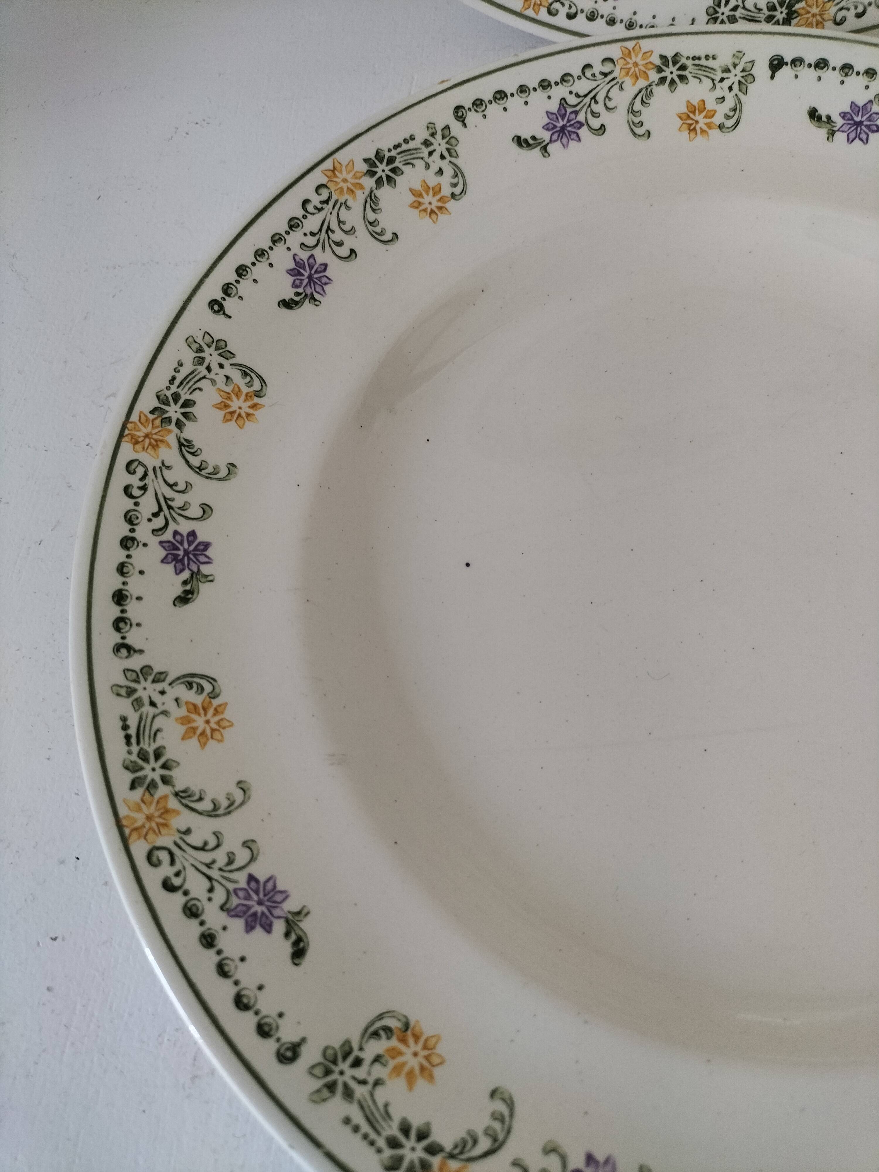 Pair of antique Longwy plates, Didier model, Circa 1870–1910