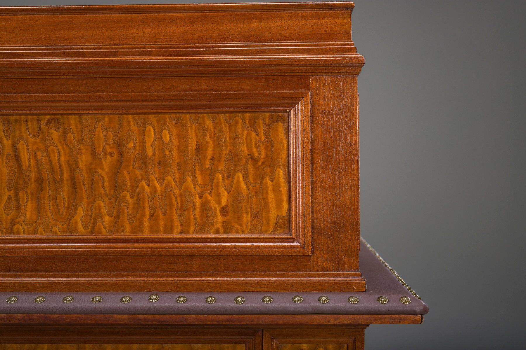 Wilhelmine secretary in walnut & exotic veneer with leather top