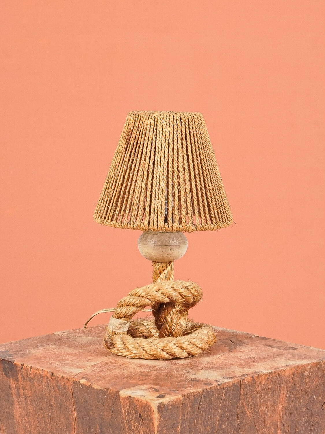 Audoux & Minet - Lampe de table en corde vers 1950