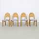 4x Brutalist pine dining chairs, 1970s