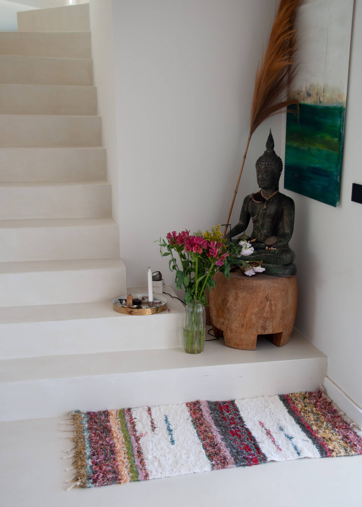 Handmade recycled cotton rug - Double thickness Multicolor