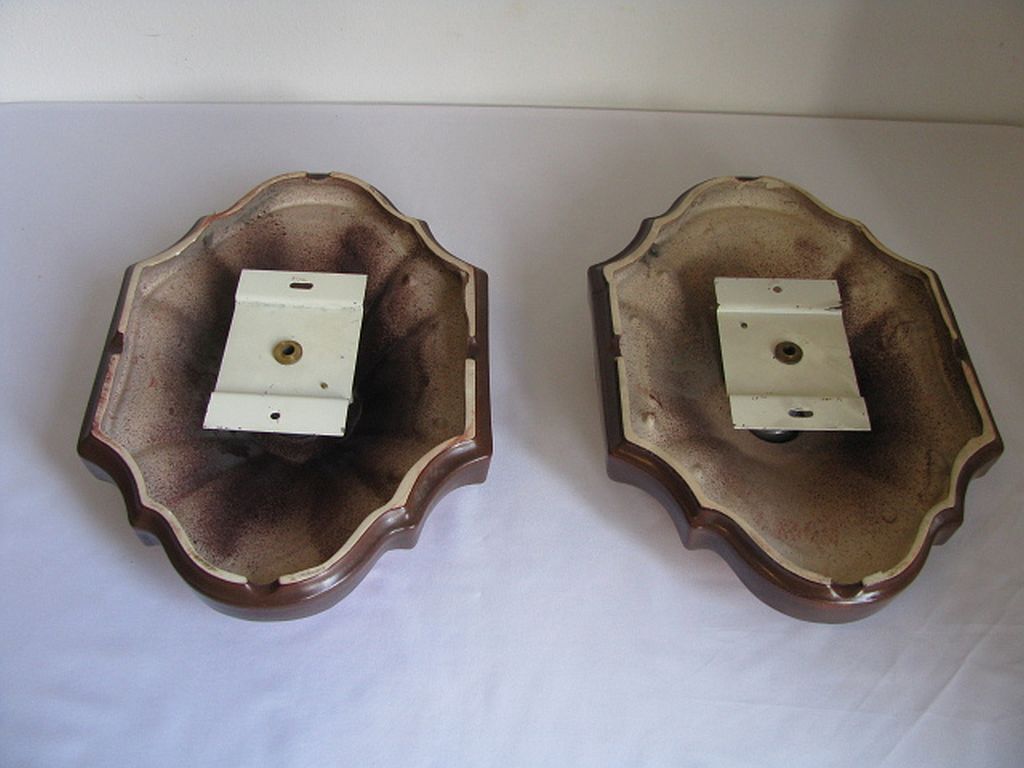 Ensemble de 2 lampes allemandes orange de mur en céramique de la lave de la 1960 / 70s