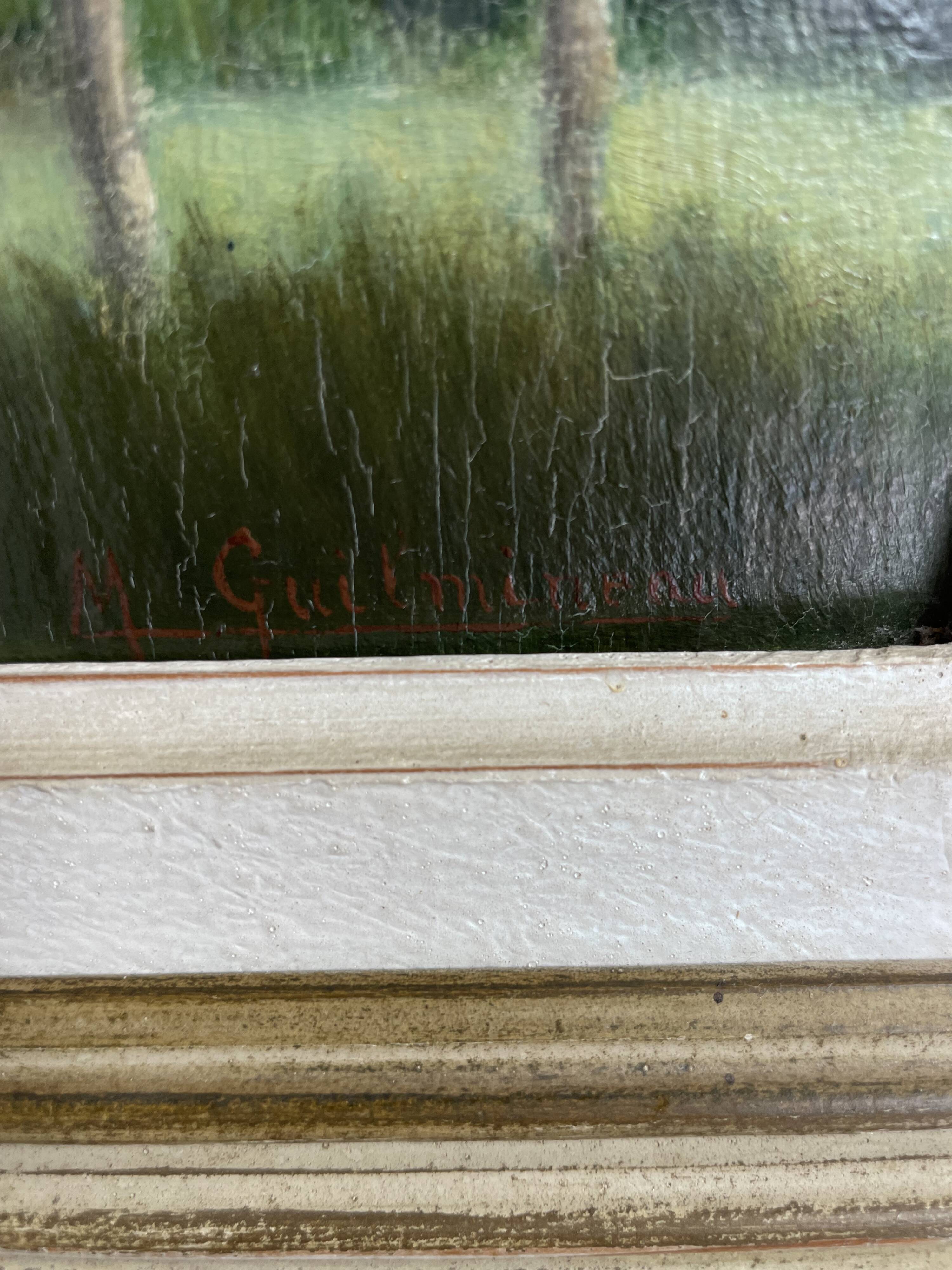 Painting M.Guilmineau Painter vendée two Sèvres Green Venice, Coulon....