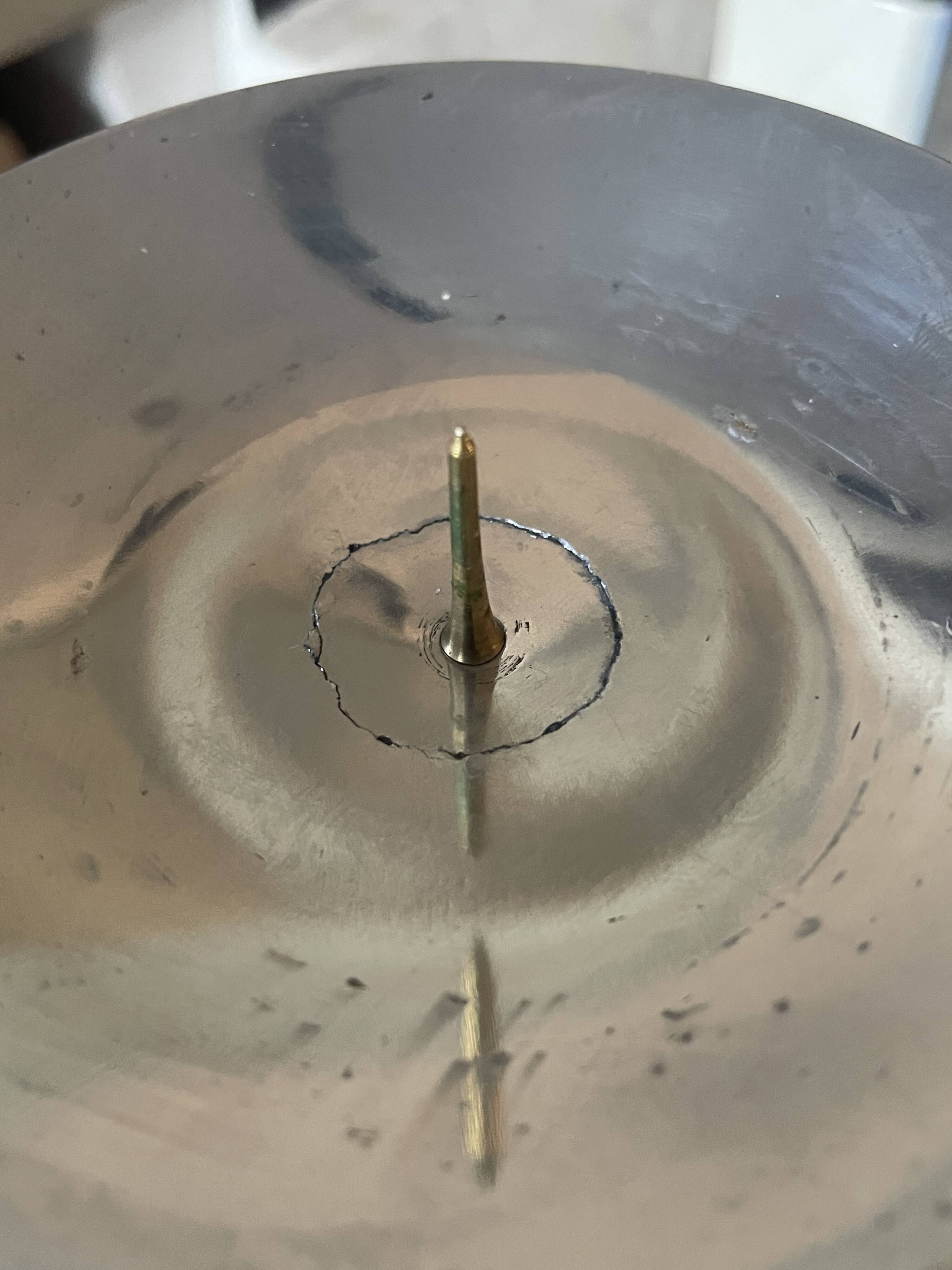 Pair of aluminium cast candle holders 52cm