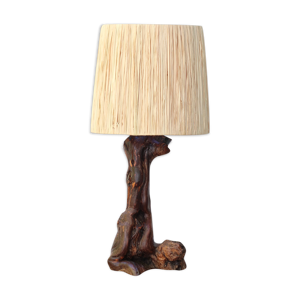 Lampe en bois de vigne - abat jour