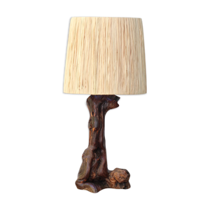 Lampe en bois de vigne abat jour