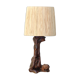Vine wood lamp, raffia lampshade, 70s