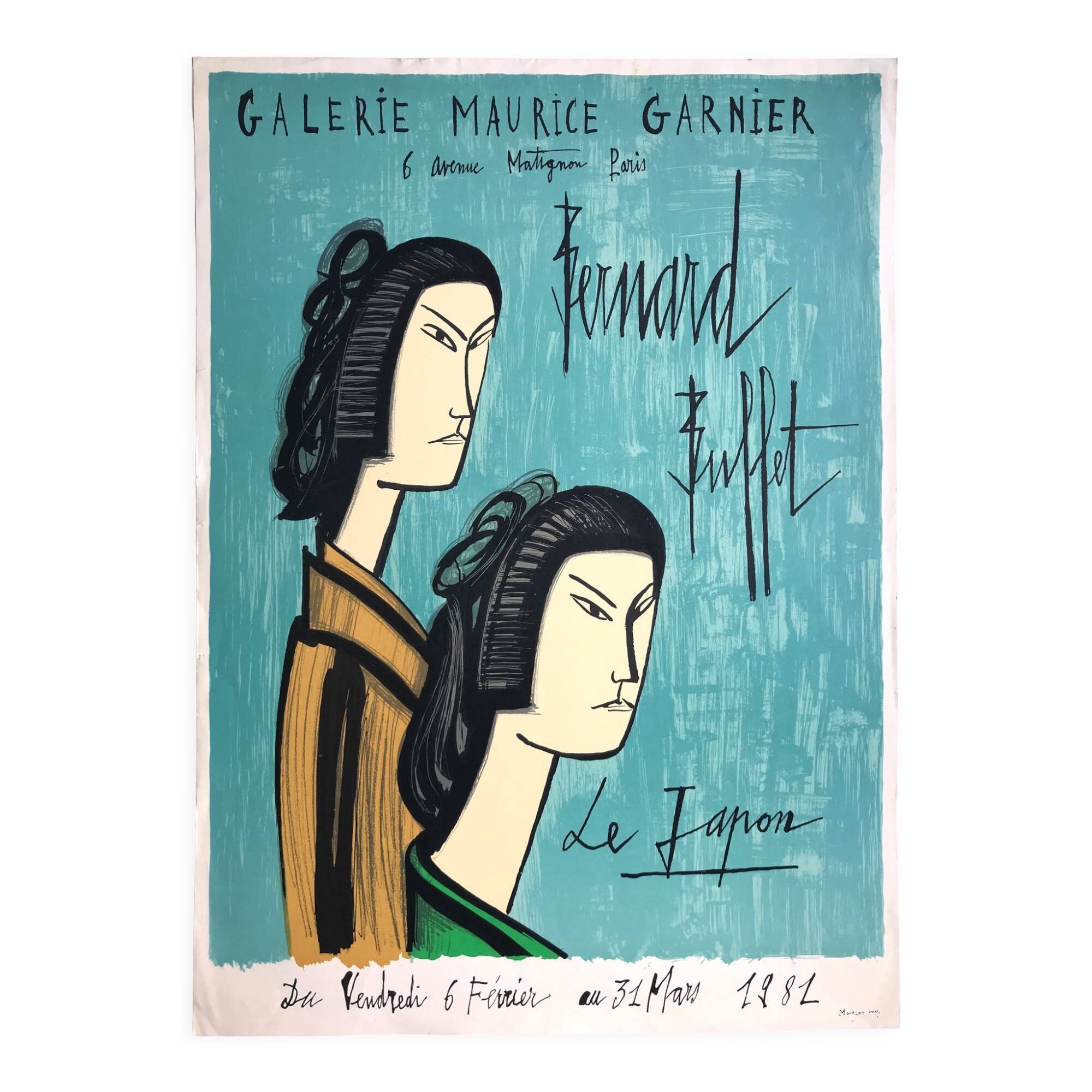 Poster in lithograph by Bernard Buffet, Galerie Maurice Garnier - Le Japon, 1981
