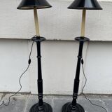 Pair of blackened wooden lampposts Napoleon III