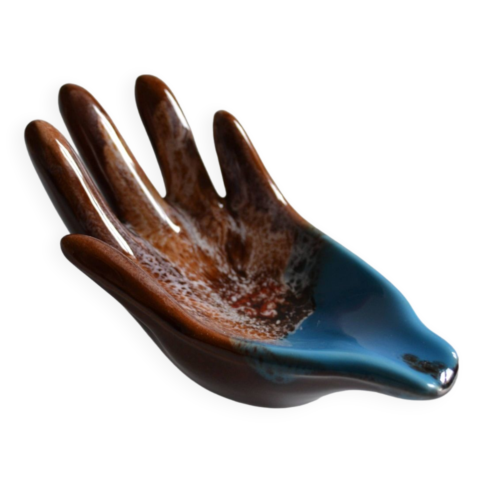 Ceramic pocket tray in the shape of a hand Vallauris France 1970