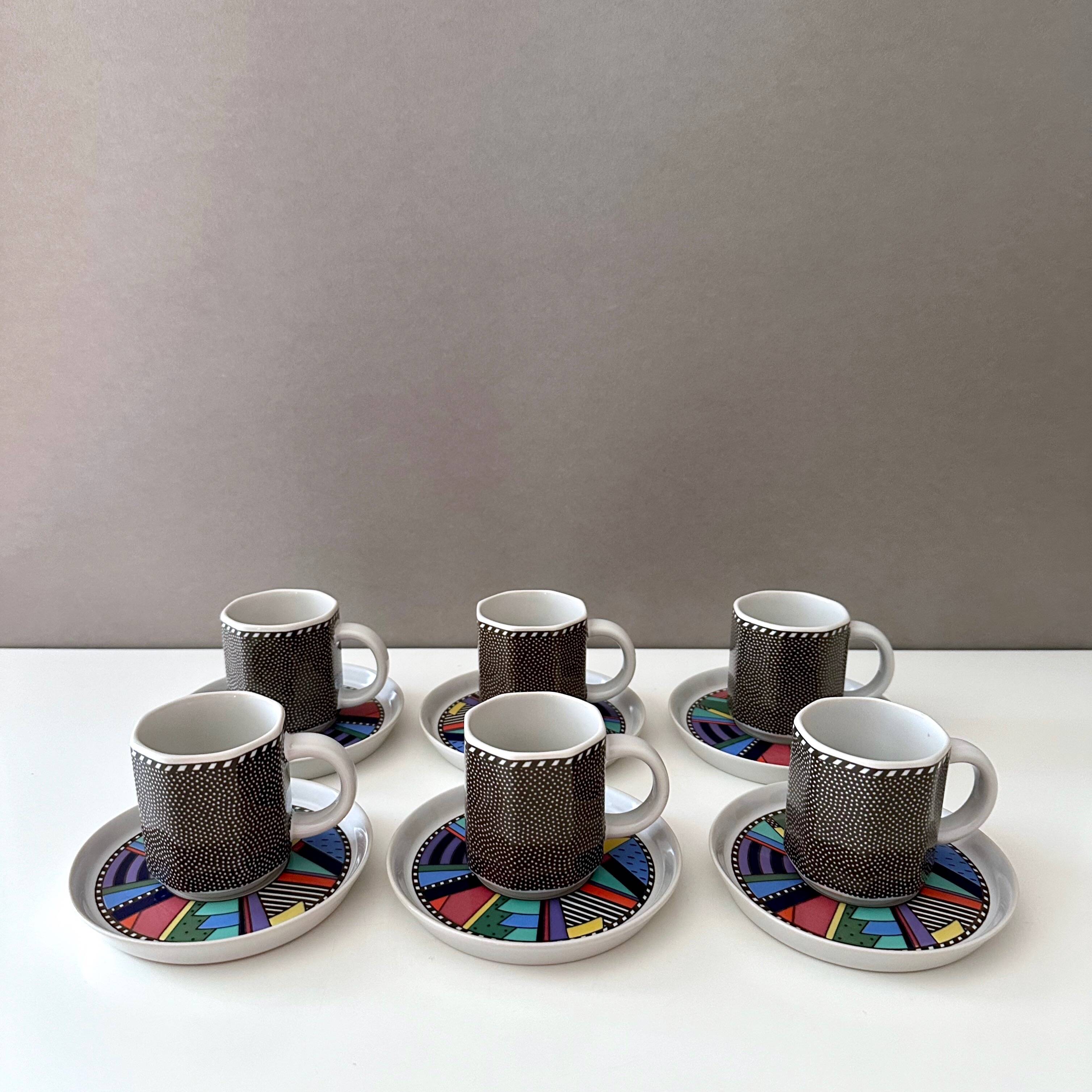 6 Rosenthal Szenario Metropol espresso cups + saucers, 90's