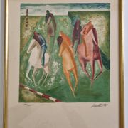 Wolf Reuther Lithograph Signed 160/300 The Horse Race, 40 x 50 cm
