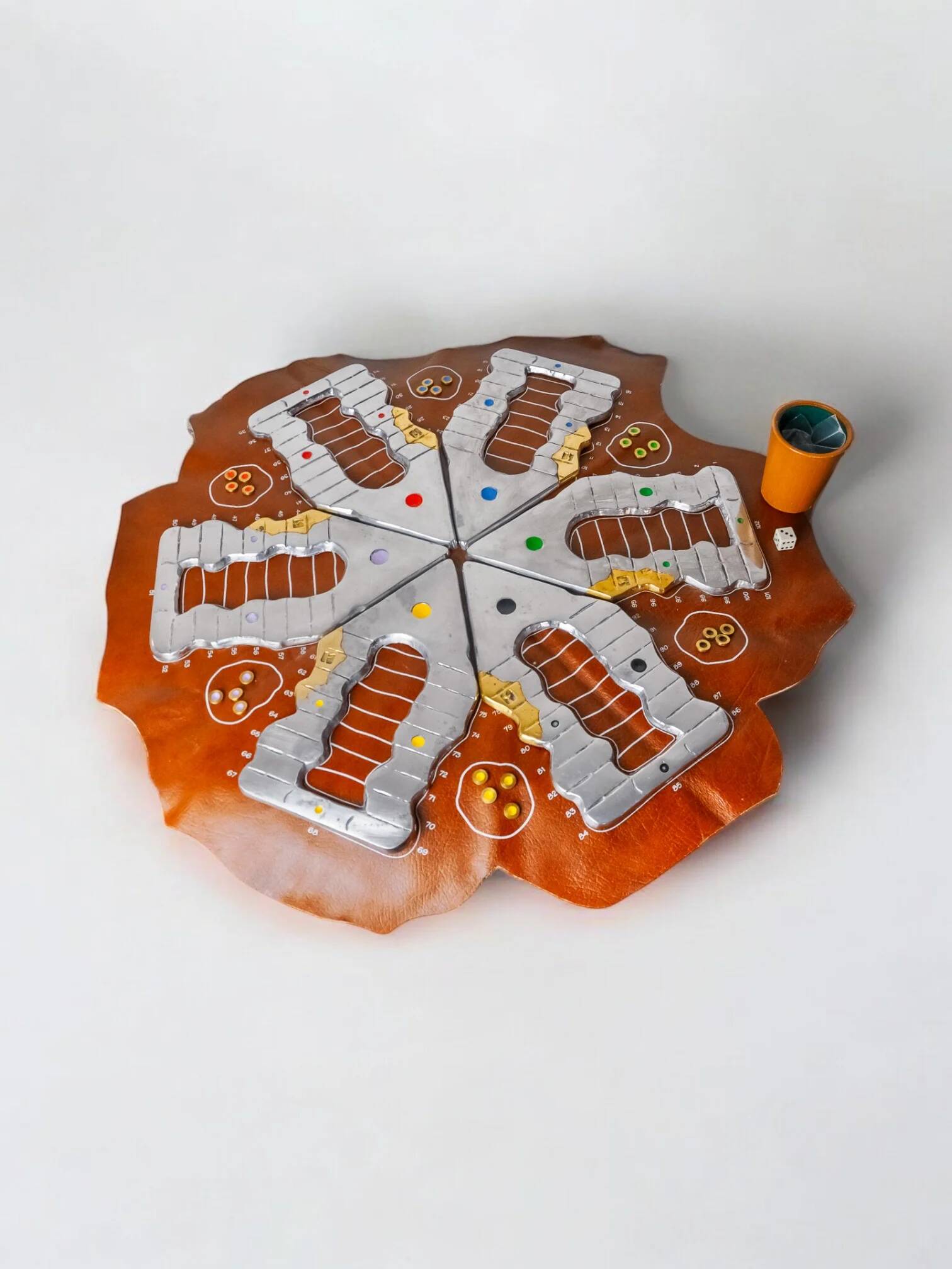 Brutalist Parcheesi game by Art3, bronze & aluminium, Spain, 1970s