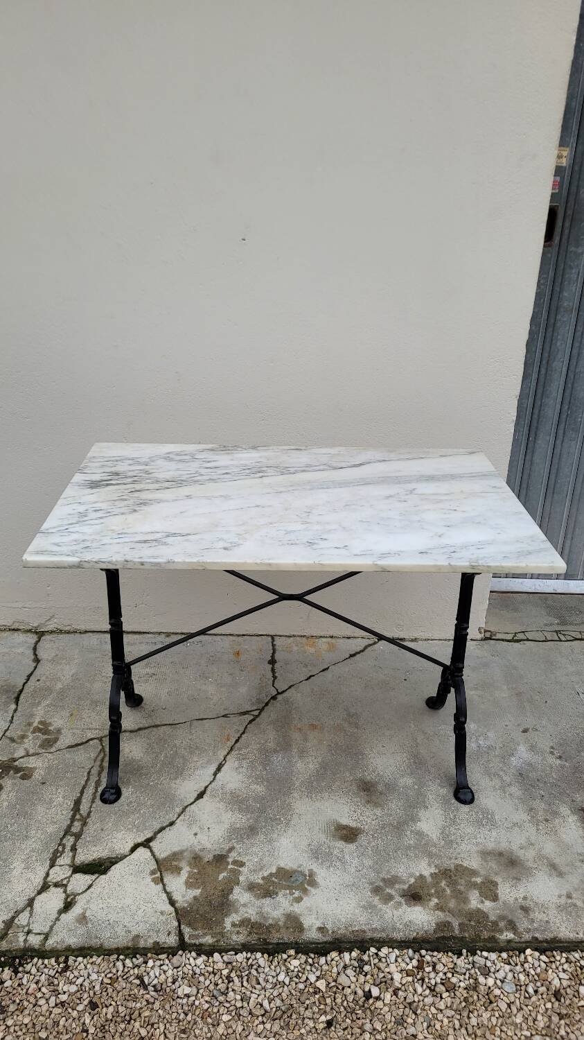 Marble and cast iron restaurant bistro table