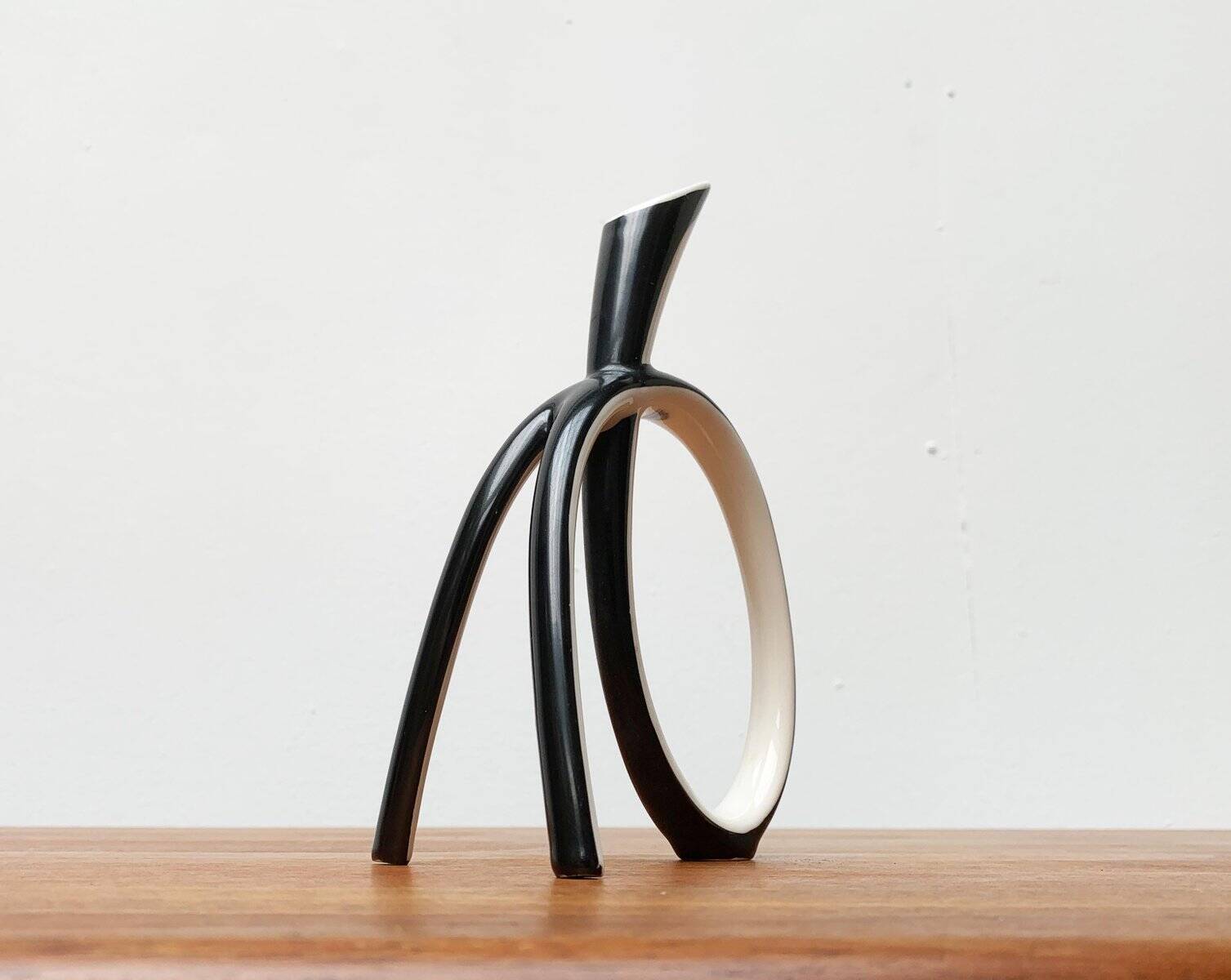 Sculptural porcelain vase from mid-century Germany by Lindner.