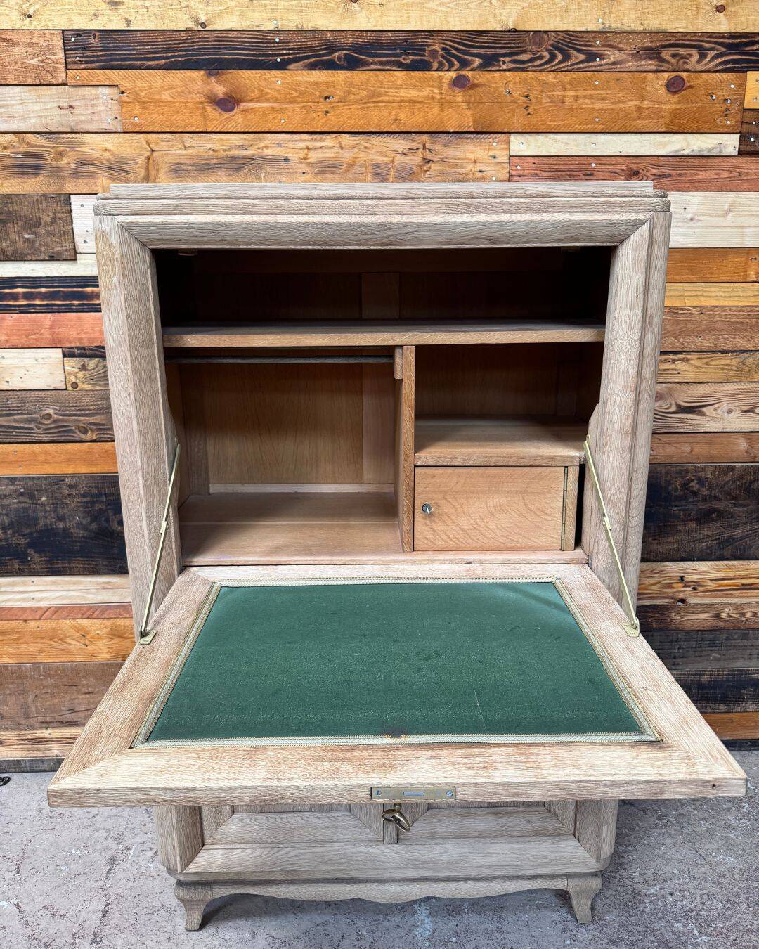 Secretary in sandblasted oak - 1950s