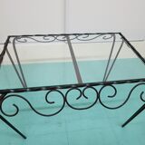Table basse en fer forgé et verre