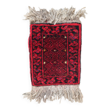 Tapis vintage fait main Ersari – 24 x 29 cm – Rouge éclatant - 1C970