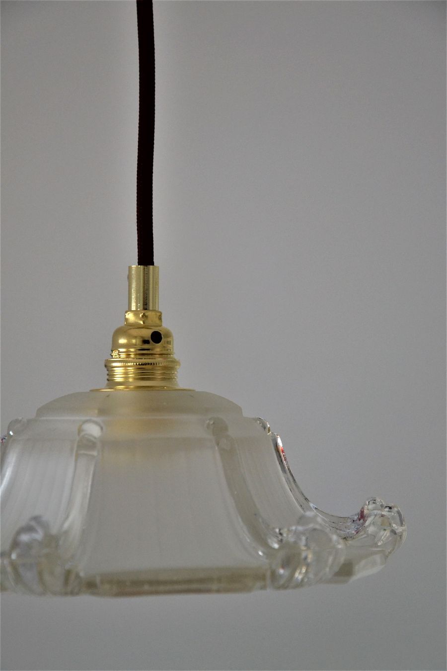 Two art deco glass hanging shape pagoda