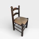 Vintage chair with a crafted backrest – Straw seat – Brocante decoration