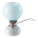 Blue opaline and ceramic lamp