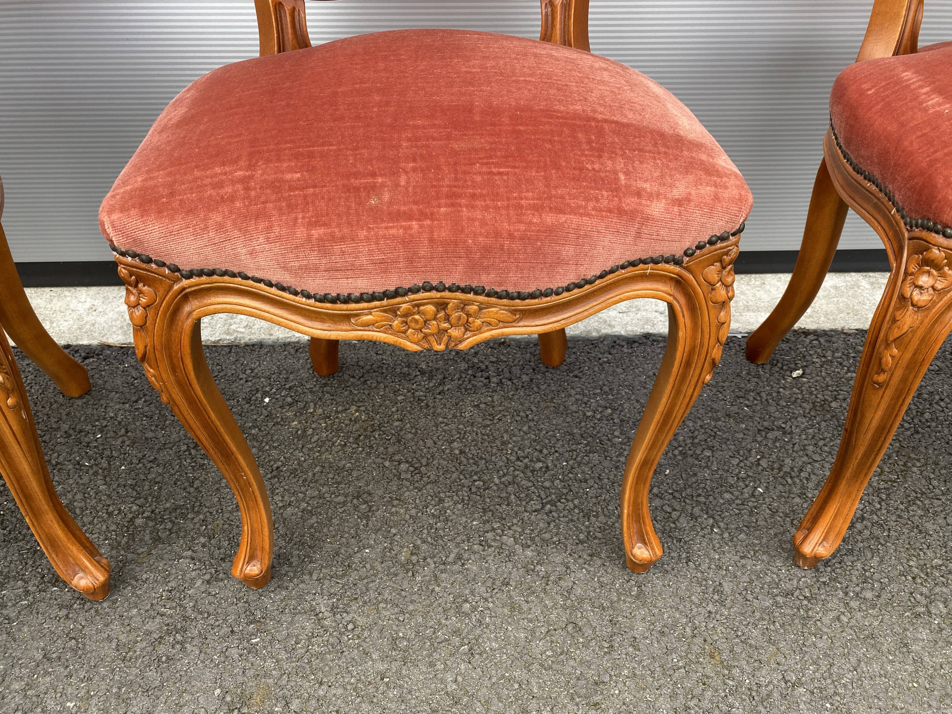6 chairs Louis XV red style