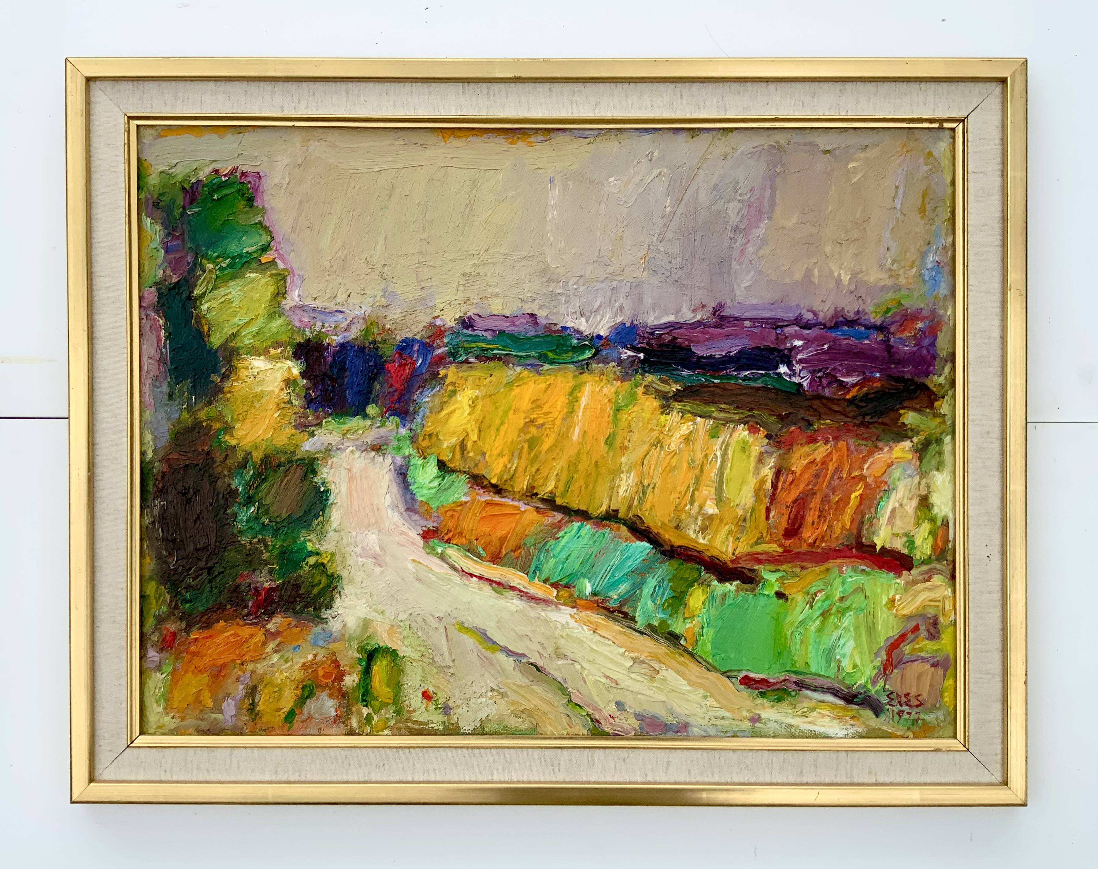 Vintage Original Expressionist Oil On Canvas By A. Eres, 1977