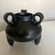 Grandjean Jourdan vase in mid century Vallauris tripod glazed clay