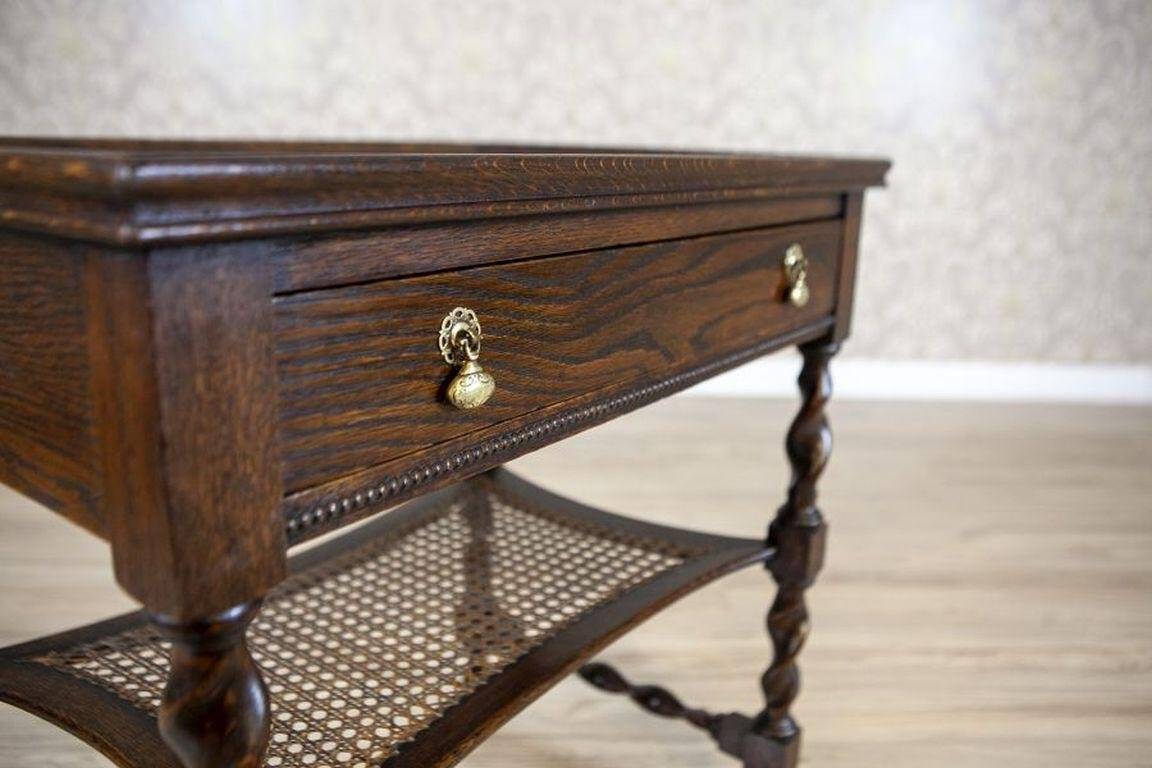 Oak Side Table in Dark Brown, 1930s