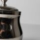 Vintage silver-plated brass ice bucket with glass inlay – mid-century Italian design, 1960s, table centerpiece