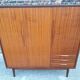 Vintage teak wardrobe, antique clothing cabinet.
