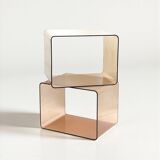 Pair of Vintage 70s Smoked Plexiglass Stands
