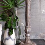 Foot of lamp turned wood carved patina old nineteenth