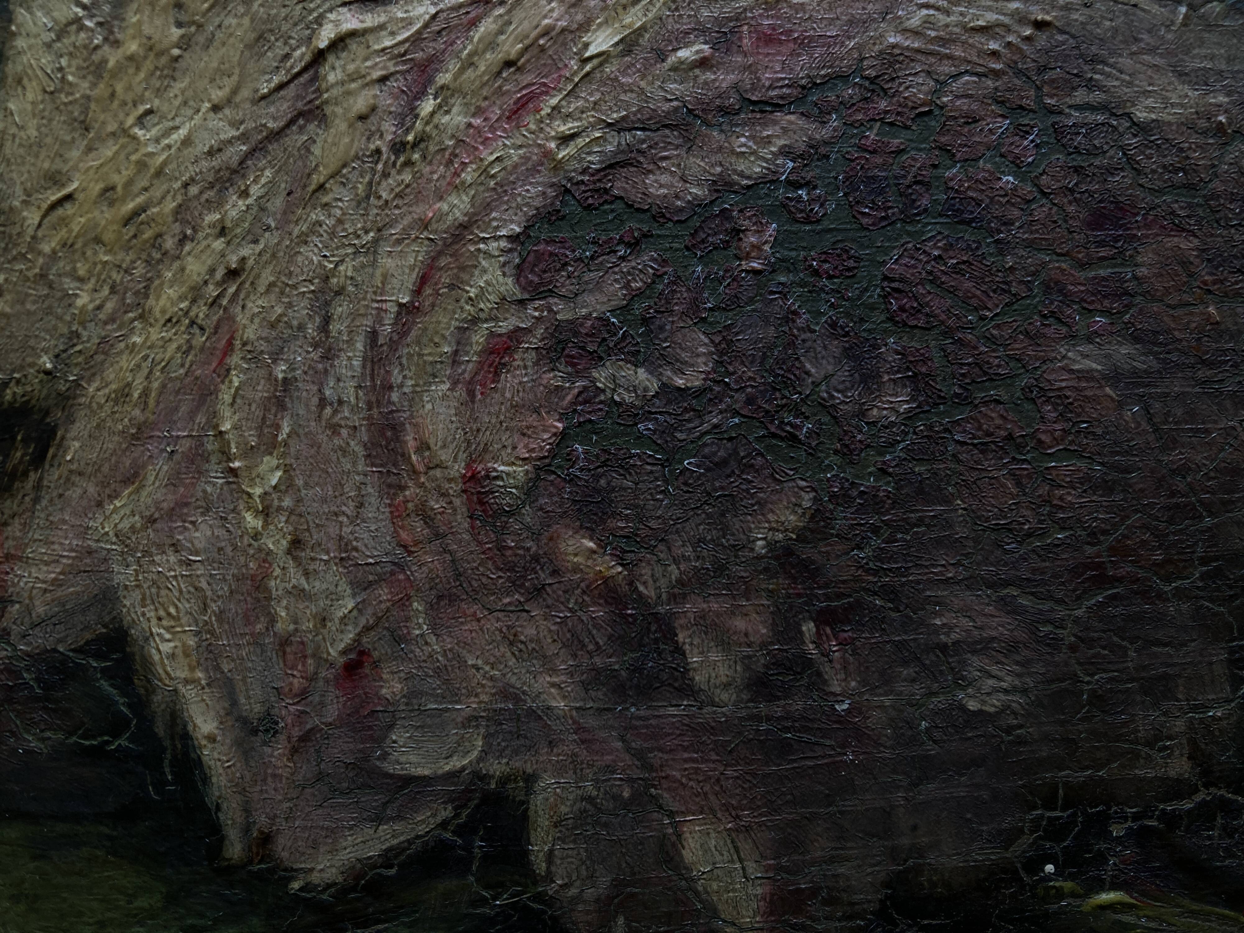 Oil on wood 19th century cut flowers