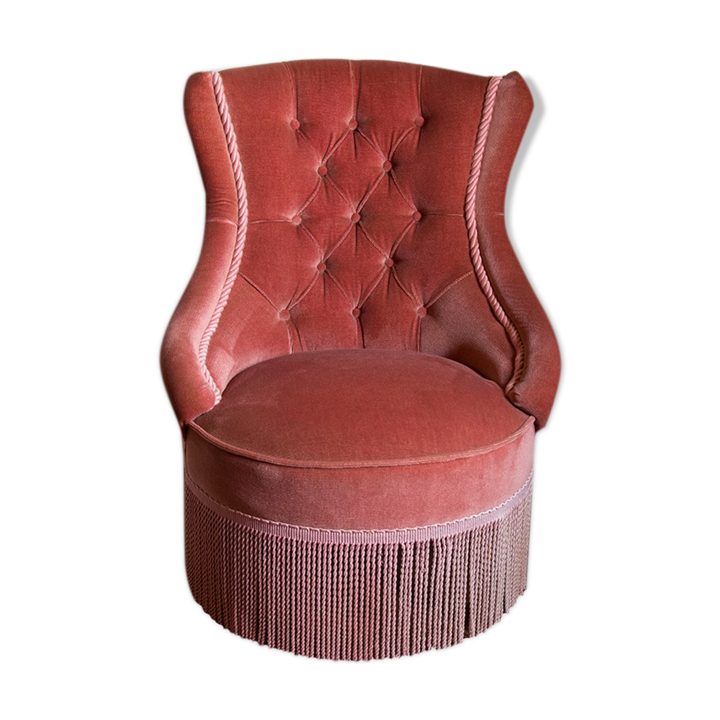 Fauteuil crapaud velours rose