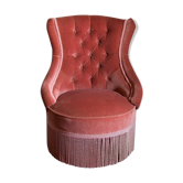 Fauteuil crapaud velours rose