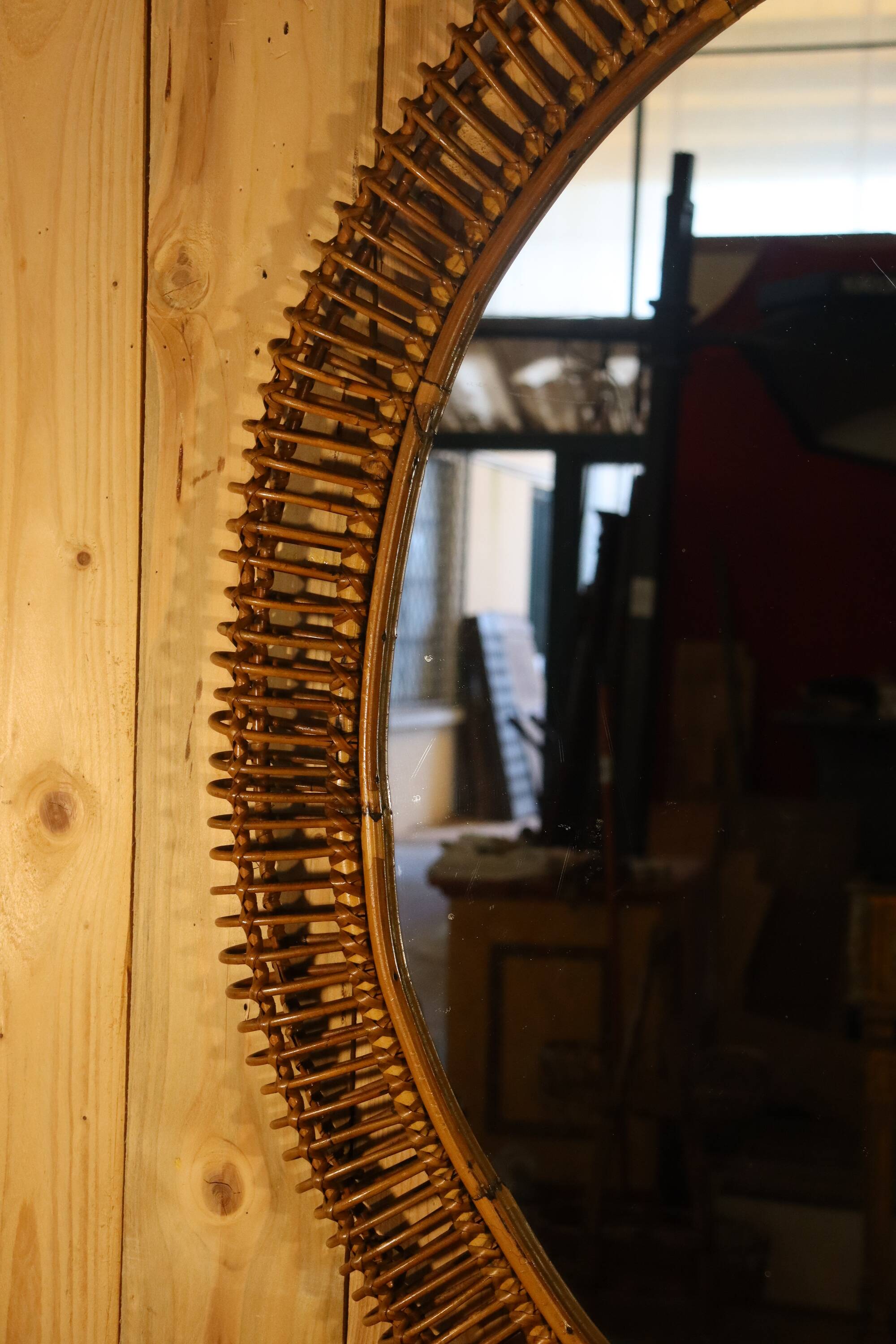 XXL rattan mirror by Franco Albini Italy