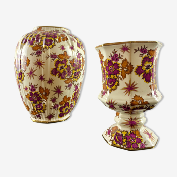 Vases set Boch brother Kéralux thistle decoration