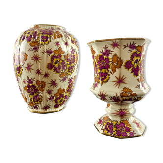 Vases set Boch brother Kéralux thistle decoration