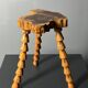 Midcentury brutalist artisanal wood turned handmade tripod stool, ca 1960s