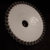 White opaline glass hanging lamp ruffle transparent vintage 1940/1950