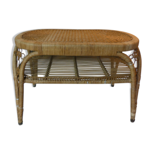 Ancienne table basse en rotin vintage