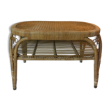 Old vintage rattan coffee table