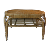 Ancienne table basse en rotin vintage