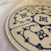 Decorated blue porcelain cake stand Bareuther Bavaria