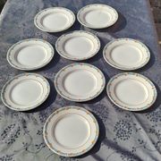 Series of 6 flat plates and 3 vintage dessert plates from St Amand