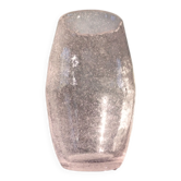Artisanal vase in pink/transparent bubbled glass.