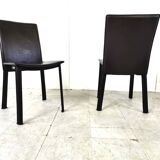 Vintage brown leather dining chairs, 1980s