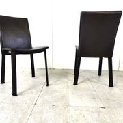 Vintage brown leather dining chairs, 1980s