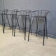 Tabourets de bar vintage en fer forgé et rotin, ensemble de 4 - années 1970